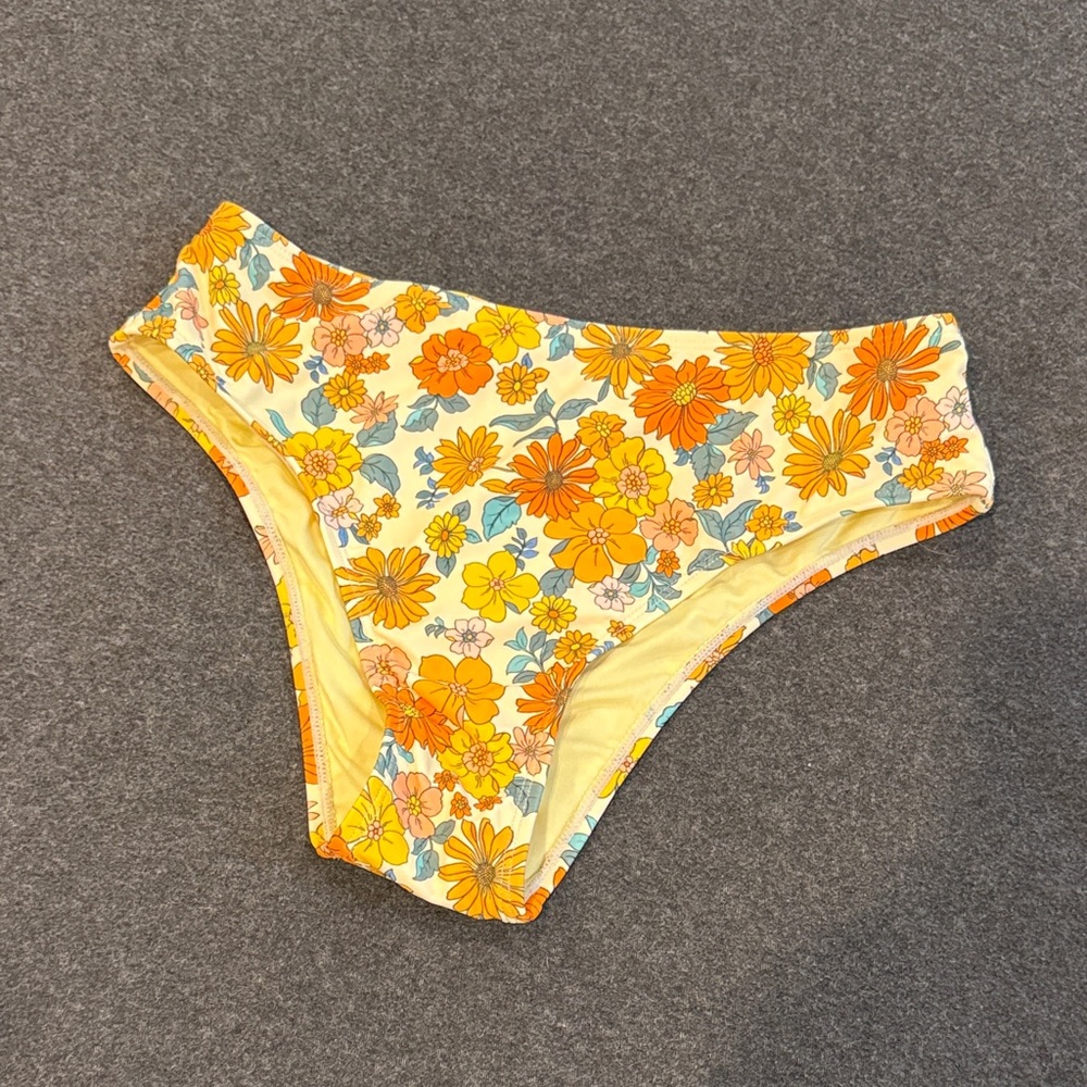 Cupshe Floral Bikini Bottom - Yellow and Orange